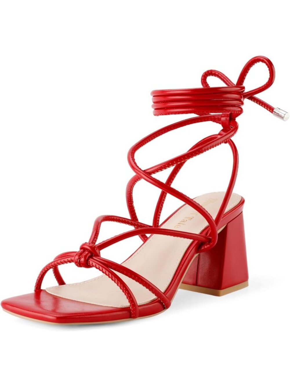 Women's Red Strappy Gladiator High Heel Sandals Chunky Block Heel Open Toe